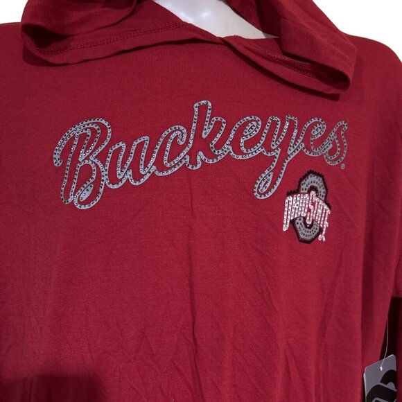NEW Ohio State OSU Buckeyes Colosseum Red LS Hooded Shirt Girl's M (7-8) - Picture 2 of 7